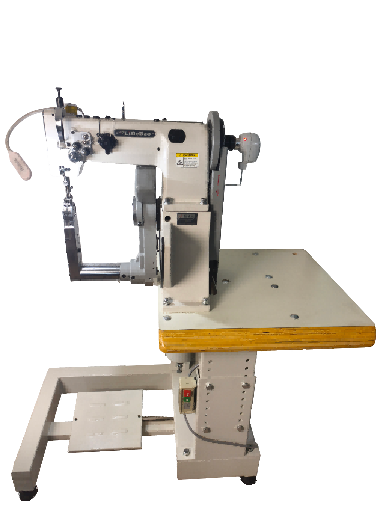 Máquina de costura de braço rotativo em forma de U com agulha dupla